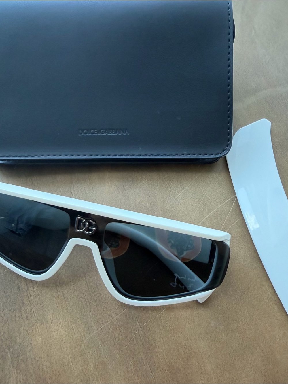 Dolce & Gabbana White and Black Shield Sunglasses